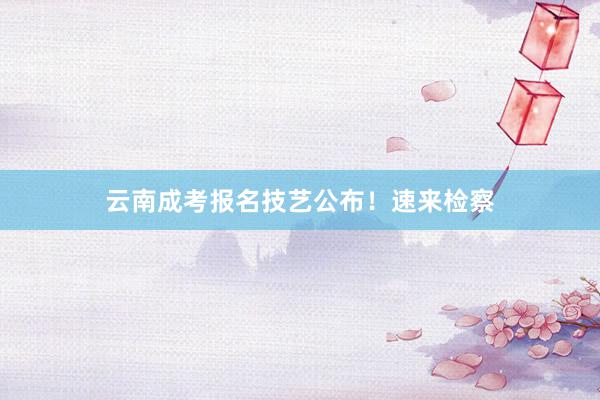 云南成考报名技艺公布！速来检察